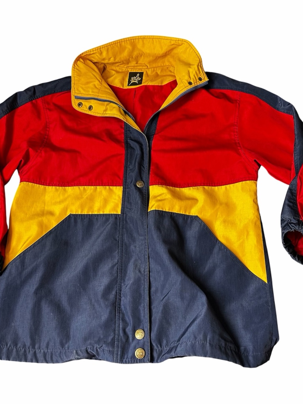 Vintage 90s Luba Colorblock Windbreaker Jacket Red Yellow Navy Size 9/10